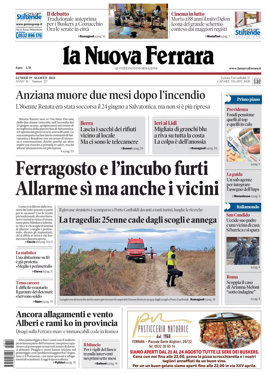 Prima-pagina-nuova ferrara-oggi-edizione-del-2024-08-19